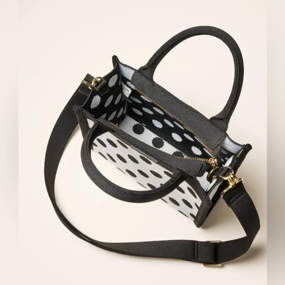 NWT • Kate Spade x Target Poka Dot Black & White Knit Crossbody Bag